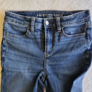 American Eagle Outfitters Dark Blue High-rise Skinny Jeans Size 4 Long